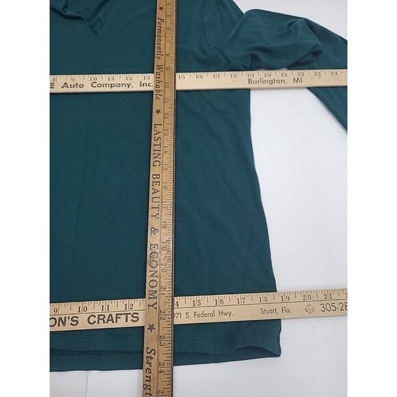 Talbots Petites Long Sleeve Tee Women's Size Large Petite Green Double Front - Picture 4 of 6